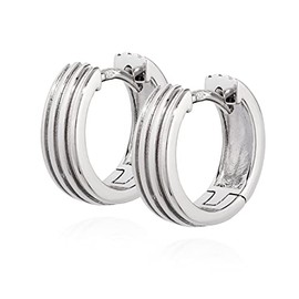 NKlaus Pair of Folding Hoop Earrings 333 Yellow Gold 8 Carat or 925 Silver 14 mm Hoop Earrings Women's Earrings, Sterling Silver