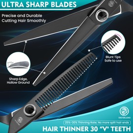 univinlions Hairdressing Scissors Set 6 Inch Hair Cutting Scissors Professional Hair Cutting Tool for Men Women Children in Salon Hairdresser Home (Black)