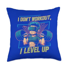 I Don't Work Out I Level-Up Nerd Retro Funny Gaming Gamer Throw Pillow
