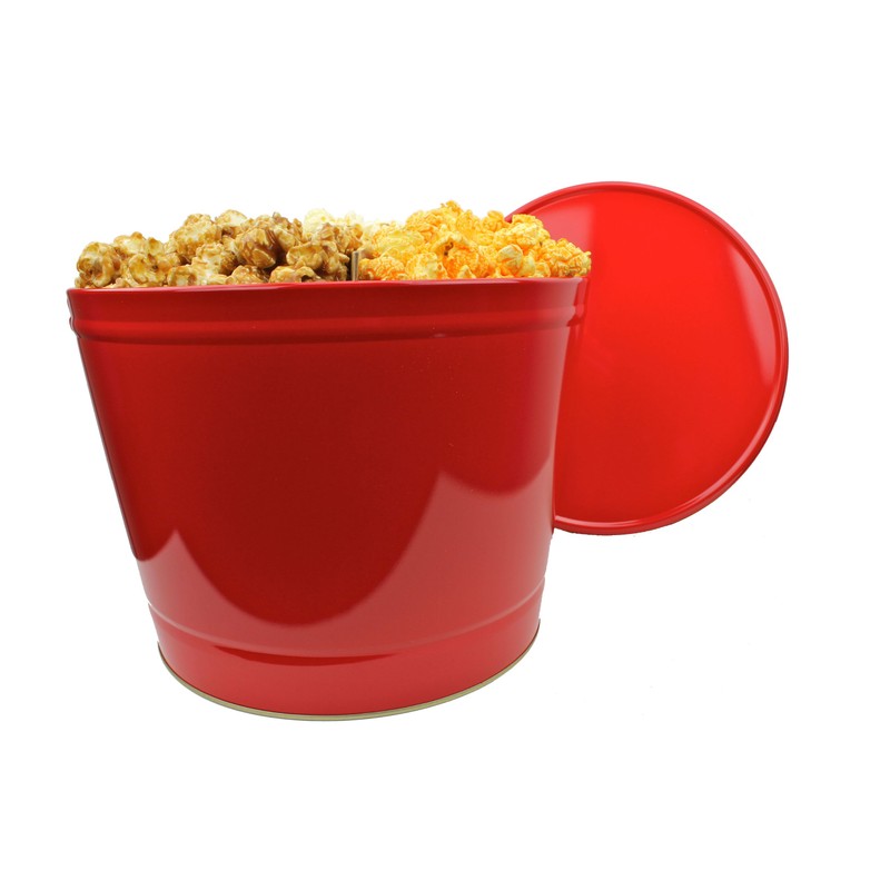Signature Popcorn - 2-Gallon Solid Red Holiday Reusable Metal Tin