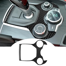 SUNBREATH Real Carbon Fiber Car Central Control Gear Shift Frame Trim Cover Sticker Interior Decoration Compatible with Alfa Romeo Giulia 2015 2016 2017 2018 2019 Stelvio 2017 2018 2019 1PCS Black