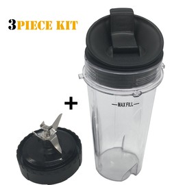 Nutri Blender Pro Extractor Blades and 16-Ounce (16 oz.) Cup with Sip & Seal Lid Fit for Ninja fit QB3000SS QB3000SSW and Ninja 2-in-1 QB3000 QB3004 QB3005(3, 16oz cup with lid +blade)