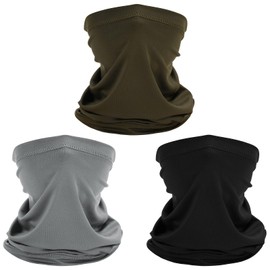 patinadrift Pack of 3 Multifunctional Scarf Tube Scarf Windproof Bandanas Elastic Quick-Drying Mask Sun Protection Neckerchief Men Women Loop Scarf Neck Warmer, Black Grey Army Green, Unit size