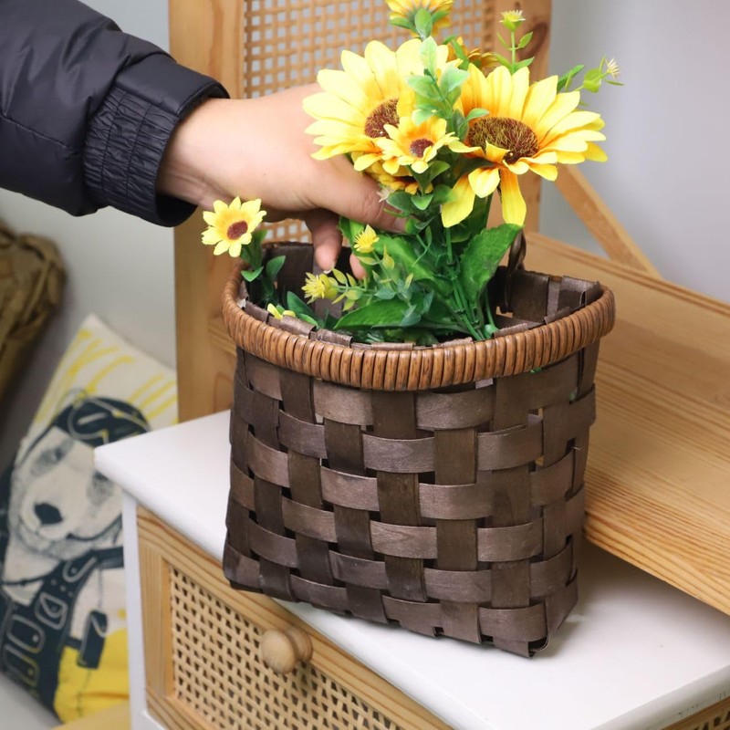 SHCMSADO Bamboo Storage Basket for Wall Woven Mounted Basket for