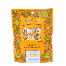 Gem Gem Ginger Candy Chewy Ginger Chews (Orange, 5.0 oz, 1 Pack)