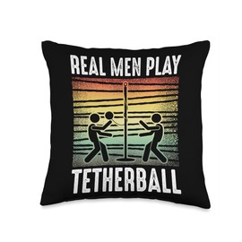 Funny Tetherball Design Tetherball Playground Real Men Play Tetherball Player Playground Design Throw Pillow, 16x16, Multicolor