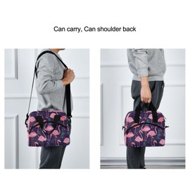 Tropical Flamingos Insulated Lunch Bag Reusable Lunch Tote Bag Lunch Box for Women Men Adult Cooler Bag with Adjustable Shoulder Strap Leakproof for Work School Picnic