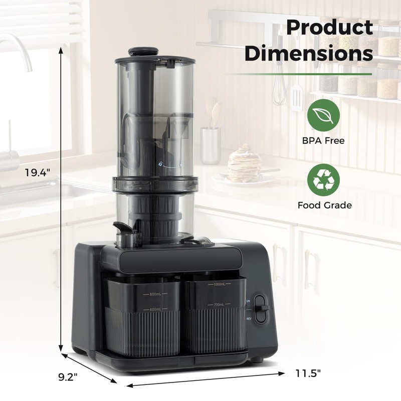 CHEFJOY Cold Press Juicer, 5.3" Wide Feed Chute Easy to