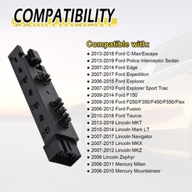 Vurkcy Front Right Passenger Side Power Seat Switch Adjustment Compatible with 2006-2019 Ford, 2006-2019 Lincoln, 2006-2011 Mercury, Replaces 9L3Z14A701FA, DE9Z14A701BA, SW7337