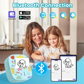 XenGro Mini Portable Sticker Printer, Mini Thermal Printer with 3 Rolls Paper, Bluetooth Inkless Printpods, Pocket Label Maker Suitable for Creative DIY, Diaries, Photos, Study Notes - Blue
