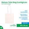 Paquete de Bolsas Tote Bag de Loneta Ecológica 100% Algodón