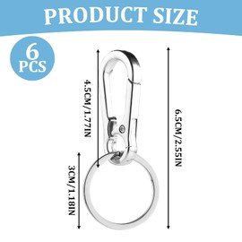 EASONGEE 6pcs Metal Keychain Carabiner Clip Multifunctional Carabiner Keychain Zinc Alloy Quick Release Keyring Key Chain Key Holder Keys Clip Organizer for Men Women