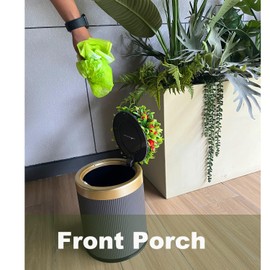 Yatmung 2.6 Gal Dog Poop Trash Can Outside - Outdoor Poop Garbage Can - Small Pet Waste Container with Lid - Front Porch, Waste Bin for Bathroom, Bedroom, Office - Plant Styled Dog Poop Bucket - Grey