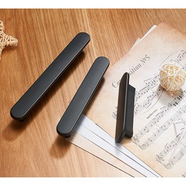 Guolich Pack of 2 Hole Centres 2.5 Inch (64 mm) Kitchen Drawer Handle Door Handles Zinc Alloy Modern Matte Black Hardware for Wardrobe Bathroom Chest of Drawers