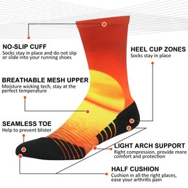HUSO Crazy Socks, Men's Women's Space Print Athletic Crew Socks for Football, Basketball, Lacrosse & Other Sports 4 Pairs (Multicolor, L/XL)