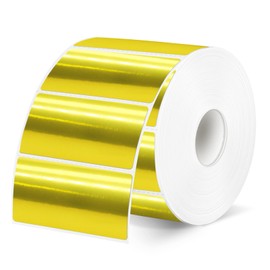 2x1 Inch Thermal Labels, Holographic Gold Thermal Printer Stickers, Waterproof Self-Adhesive Shipping Label Printer Sticker for Barcode, Name, Address, 300 Labels/Roll