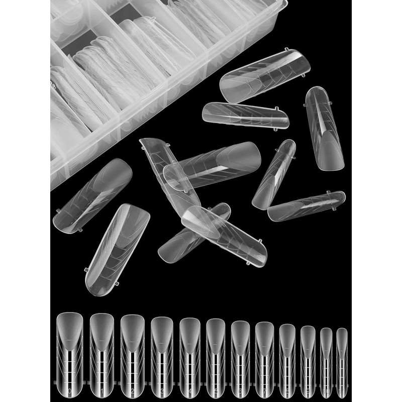EBANKU 120 PCS Clear Matte Round Curved Dual Nail Forms