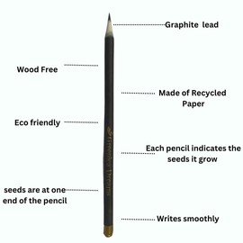 Greenica Dreams Eco Friendly Pencils Birthday Return Gift Recycled Paper Pencil Writing Black Plantable Seed Pencil (Black, 20, Count)