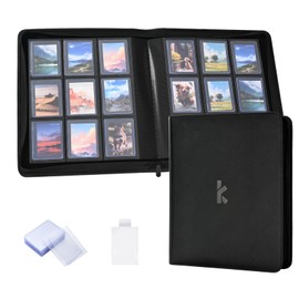 Top Loader Binder, Holds 288 Top Loaders, Include 18 Top Loaders and 100 Tabbed Card Sleeves, 9 Pocket Toploader Binders for 3" x 4" Toploader, Zipper and Ringless Trading Card Binder (Black)