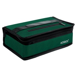 AOSBOS Cool Bag Small Lightweight Lunch Bag Insulated Bag for Lunch Box Lunch Bag for Work School Waterproof Zip Dark Green