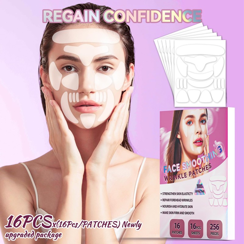 Facial & Forehead Wrinkle Patches, Smile Line Patches 256 Pcs