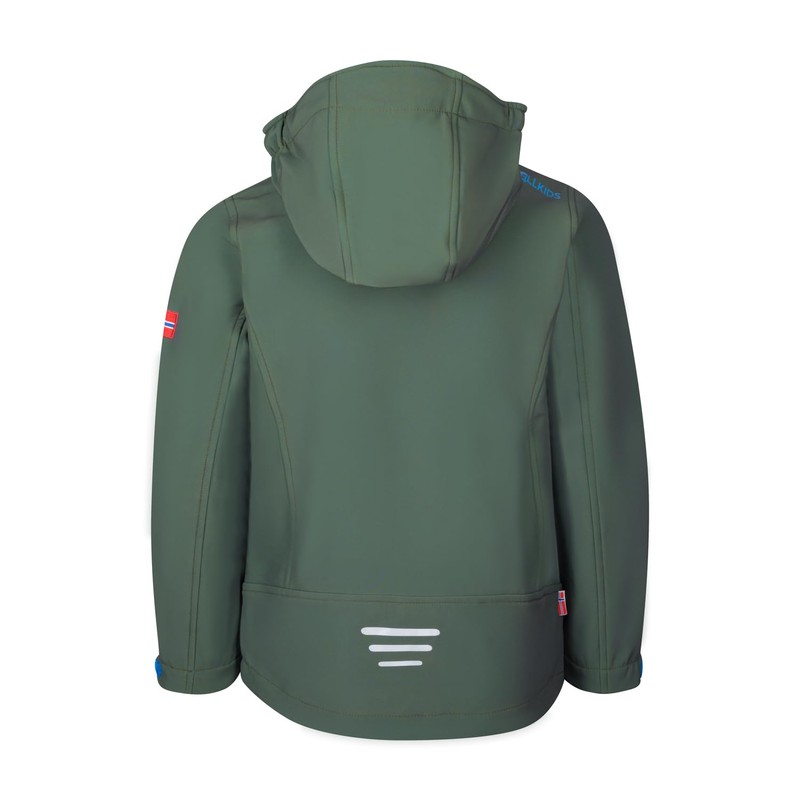 Trollkids Trollfjord Children's Softshell Jacket, Ivy/Electric Blue, 152