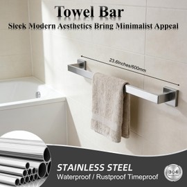 Bathroom Hardware Set 10 Piece Brushed Nickel Bathroom Accessories Set SUS304 Towel Bar Set Includes 2 Towel Bar 24 Inch+2 Towel Holder+2 Toilet Paper Holder+4 Towel Hook (10, Brush Nickel)
