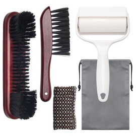 Windspeed 4+1 Pool Table Brush Set, Wood Billiards Pool Table and Rail Brush/Sticky Lint Roller/Cue Cleaning Cloth/Bag for Billiard Table Cleaning