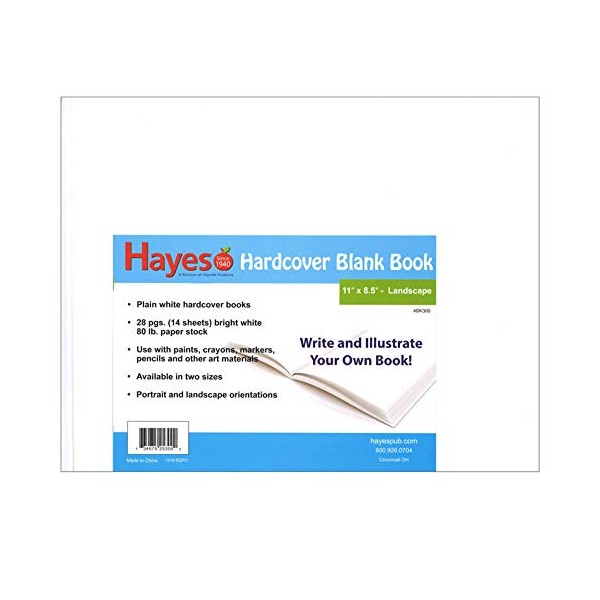 Hayes Publishing Plain White hardcover Blank Book, 28 Pages (14