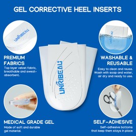 Unribeau 3 Layers Adjustable Supination & Pronation Correction Heel Insoles,Self-Adhesive Medial & Lateral Heel Wedge Inserts for Foot Alignment and Bow Legs (Transparent, S: W: 4.5-7 / M: 4.5-6.5)