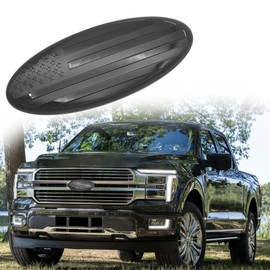 9 Inch Front Grille American Flag Emblem for Ford, Oval American Flag Front Grille Emblem Badge Nameplate Adhesive Tape Sticker Badge, Compatible with Ford F150 F250 F350 - Black