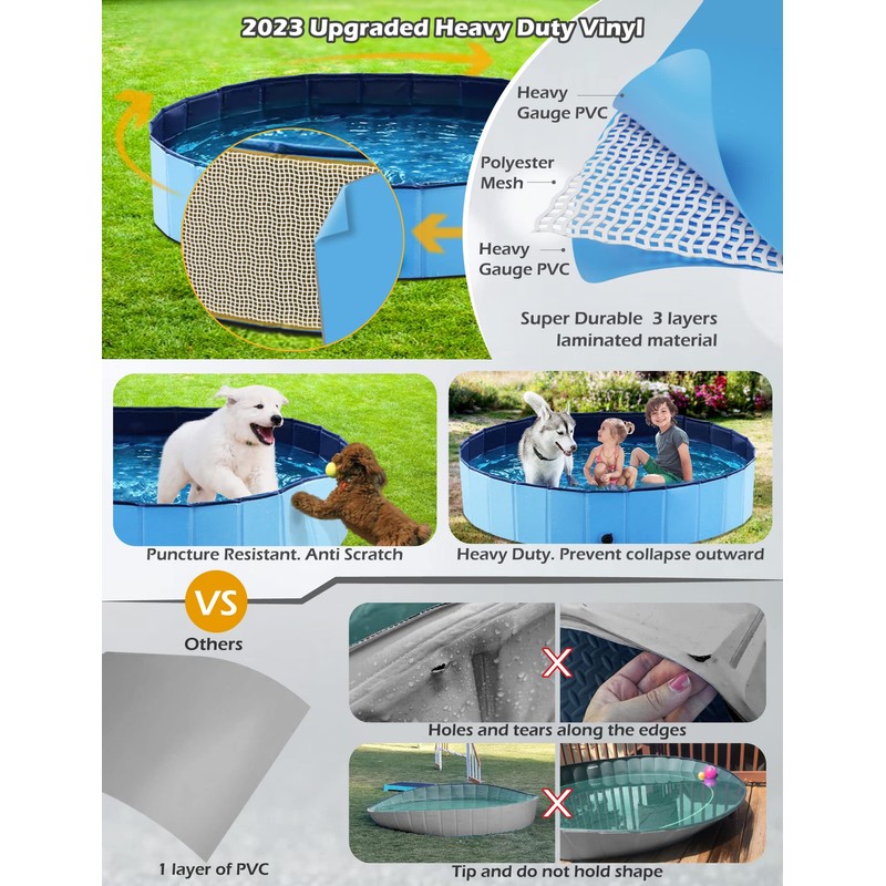 Jasonwell Foldable Dog Pet Bath Pool Collapsible Dog Pet Pool