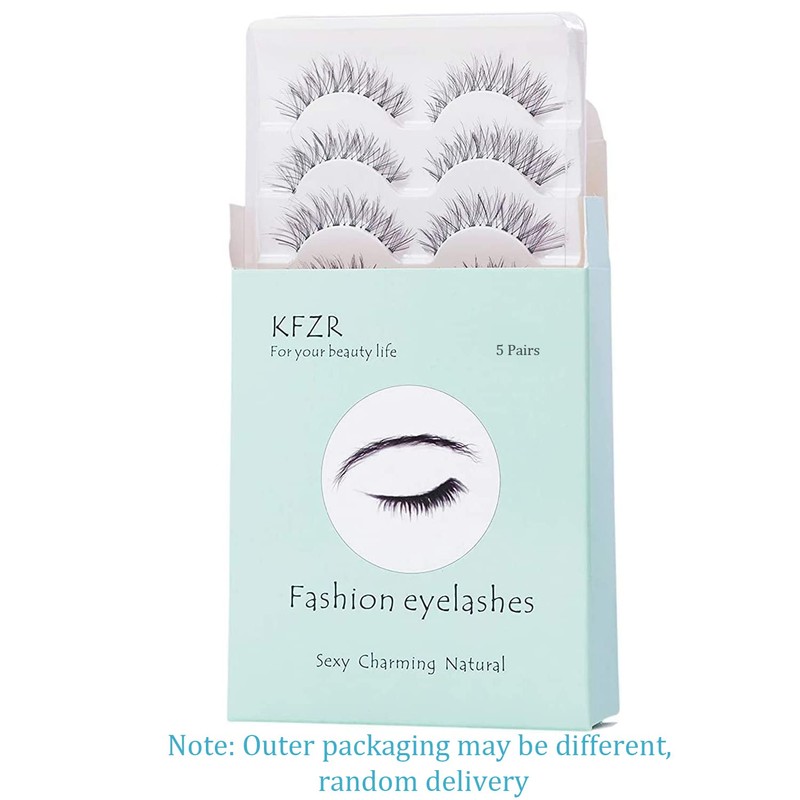 KFZR 5 Pairs Natural Look False Eyelashes Handmade Soft 3D