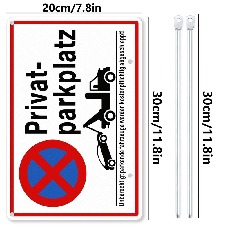 Private Parking Sign, Private Parking Sign with Post Holder, Aluminium,