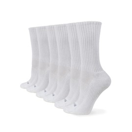 No nonsense Women's Soft & Breathable Cushioned Crew Sock 6 Pair Pack, White, One Size