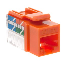 SATMAXIMUM Cat5e Keystone Ethernet Wall Jack Punch Down UTP 45-Degree (Easier Termination Than 90-Degree), RJ45 Slim Profile Speed Termination Orange 45° Angled (20 Pack)