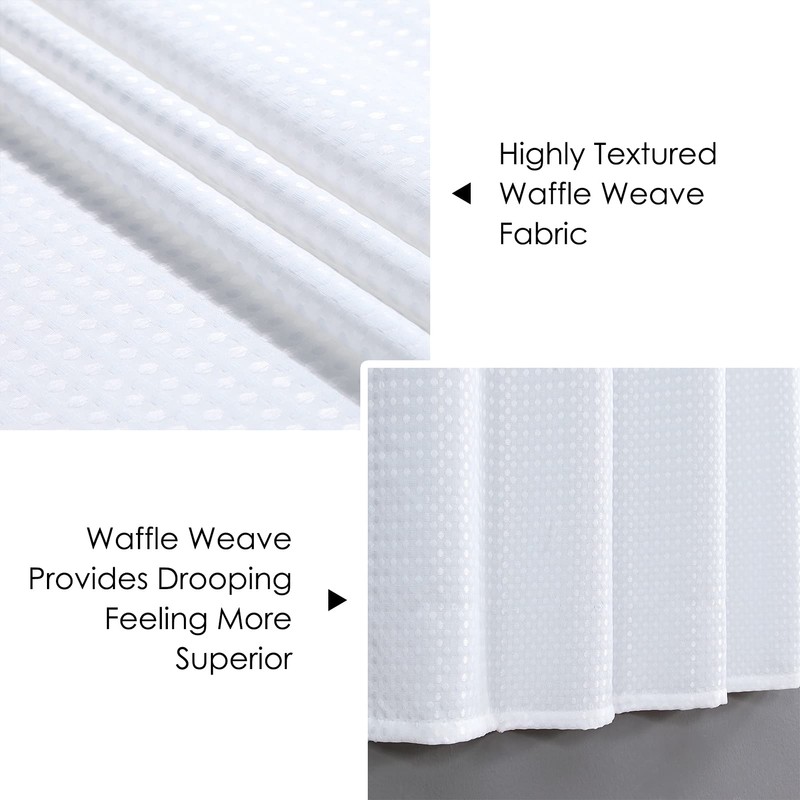 Home Queen White Water Resistant Bathroom Window Curtain, Waffle Textured