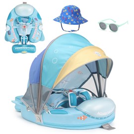 2024 Newest Mambobaby Float with Canopy Infant Pool Float Ring Non-Inflatable Toddler Swim Float with Skin-Friendly Material for 3-24 Months Baby Boys Girls Solid Infant Toddler Swim(Submarine Style)
