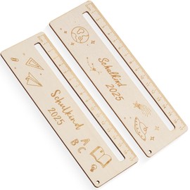 COYUN 2 x Rulers with Reading Aid, 2-in-1 Wooden Ruler, Ruler for School Child, Gift for Back to School, Wooden Gift (Style B)