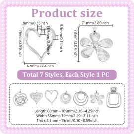 AHANDMAKER 7Pcs Boho Style Necklace 7 Styles Tibetan Big Pendant Sets Boho Long Sweater Necklace Alloy Leather Pendant for Necklace Jewelry Making and Crafting