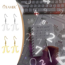 TEAMER Dainty PI Symbol Earrings Lightweight PI Math Symbol Pendant Stainless Steel Math Physics Science STEM Jewelry For Women Men (Silver)
