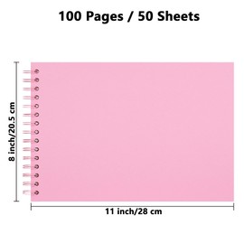 Yopih DIY Scrapbook Album 28x20.5 cm Hardcover Kraft Paper Scrap Book with 50 Sheets Memory Book for Family and Wedding Photography, Pink
