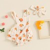 Baby Girl Summer Outfit Peaches print Sleeveless Ruffle Butt Romper