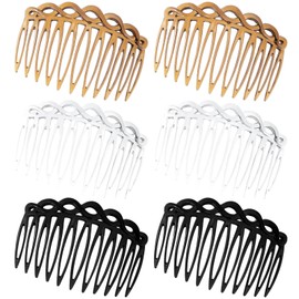 Mabor 6Pcs French Hair Combs for Women - Resin Decorative Hair Combs Set in Black/White/Coffee, Small Hair Clips for Styling, Bridal, Daily Use