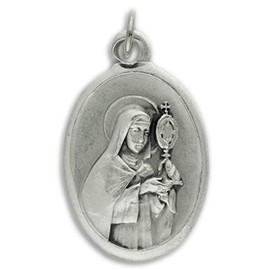 Gifts Catholic, Inc. Lot of 5 - St Clare/Pray for US 1" Medals Silver Oxidized Made in Italy