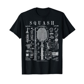 Squash Player Ball Court Racket Sports Vintage Patent Print T-Shirt