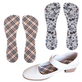 High Heel Cushion Inserts Women, ¾ Adhesive High Heel Relief Insoles Prevent Slipping, Silicone Invisible Cushioning Insoles, Arch Support Shoe Inserts for High Arch Flat Feet, 2 Pairs, Floral