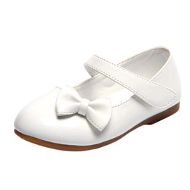 DADAWEN Girls Mary Jane Low Shoes Ballet Flats Bow Princess Shoes, White