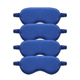 TOPTIE 4 Pack Silk Sleep Mask Blindfold Travel Nap Eye Cover Light Double-Side Smooth Rest Eyeshade, 8 1/4" x 3 3/4"-Royal Blue