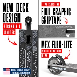 Madd Gear MG3 Elite Series Complete Trick Scooter - Aircraft Grade Aluminum Stunt Scooter for Kids 8 Years and Up - Best Pro Scooter for Beginners to Intermediate Boy and Girls (Black/Black)